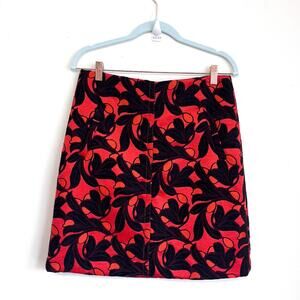 Ann Taylor Floral Jacquard Embroidery Mini Skirt Size 6 Orange Preppy Academia